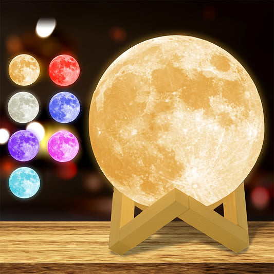 1pc 8/10/12cm LED Night Light 3D Printing Moon Light Star Light 7 Color Bedroom Decoration Night Light Shop Booth Decoration Hotel Bedside Table Decoration Bar Decoration Gift for hotel/catering/event holding