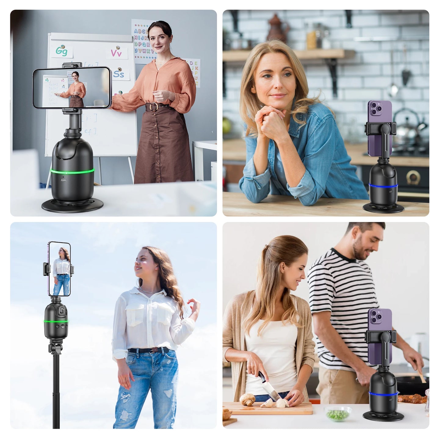 P03 Stabilizer 360°Auto Smart Face Tracking AI Gimbal Desktop Cell Phone Holder Tripod For Camera Smartphone Video Vlog Live