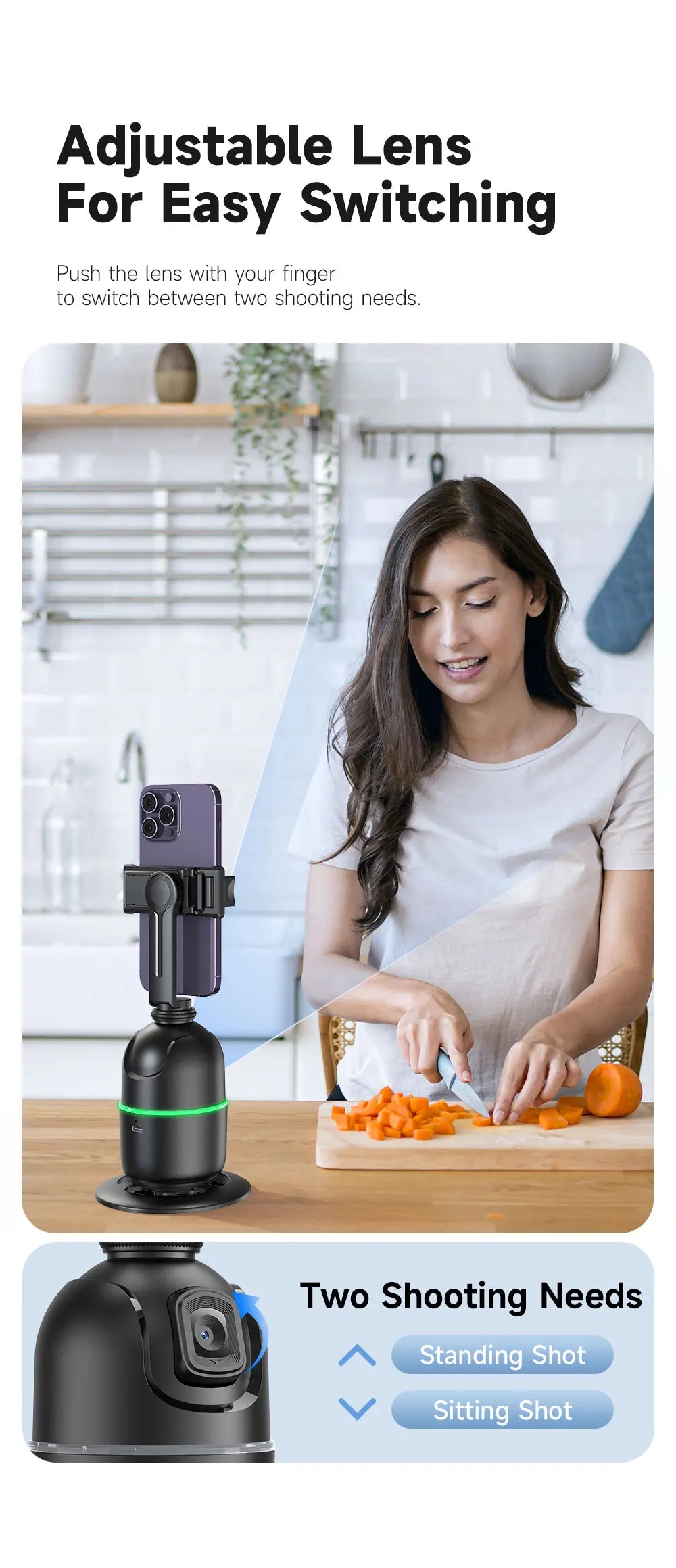 P03 Stabilizer 360°Auto Smart Face Tracking AI Gimbal Desktop Cell Phone Holder Tripod For Camera Smartphone Video Vlog Live