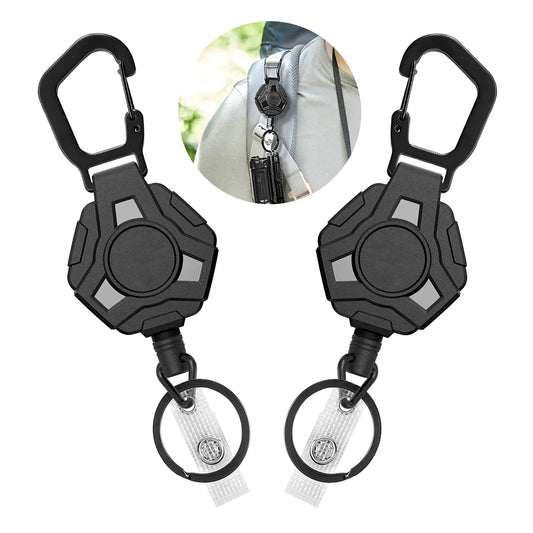 Fishing Retractable Anti-Lost Pull Keychain Badge Keeper Metal Lanyard Name Tag Card Holder Reel Recoil Ring Clips Buckle Tools