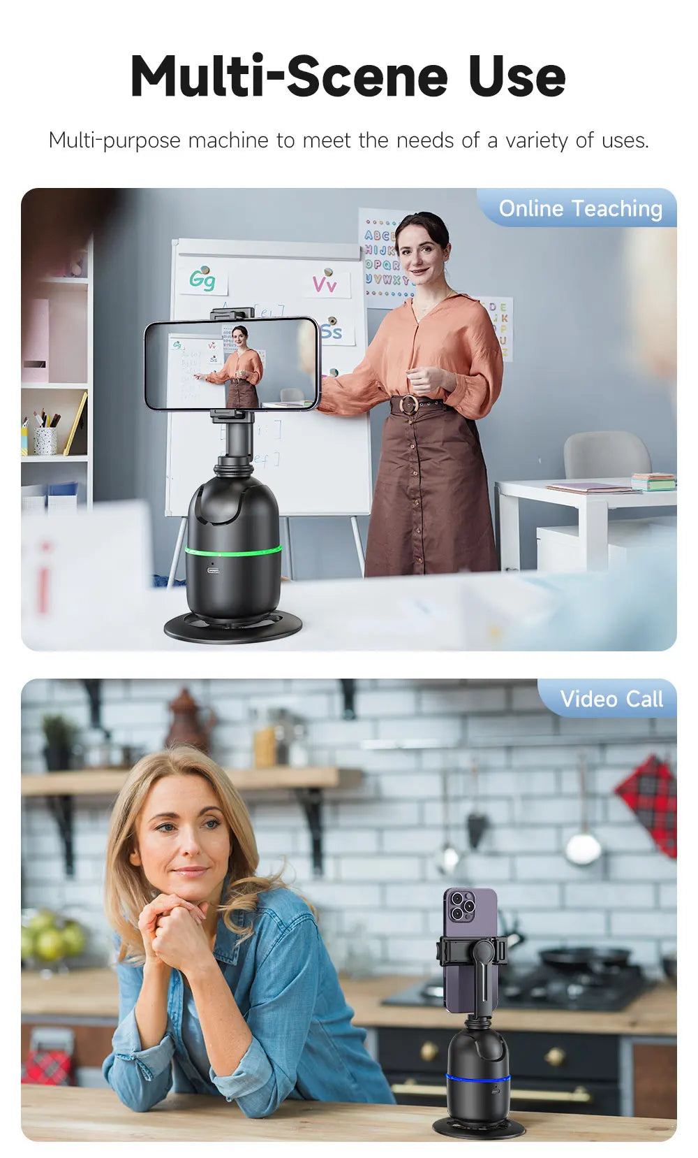 P03 Stabilizer 360°Auto Smart Face Tracking AI Gimbal Desktop Cell Phone Holder Tripod For Camera Smartphone Video Vlog Live