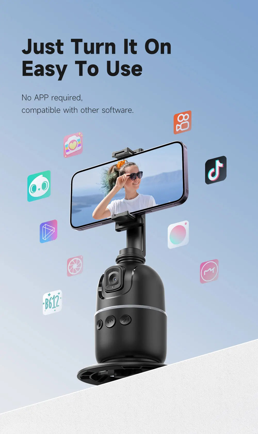 P03 Stabilizer 360°Auto Smart Face Tracking AI Gimbal Desktop Cell Phone Holder Tripod For Camera Smartphone Video Vlog Live