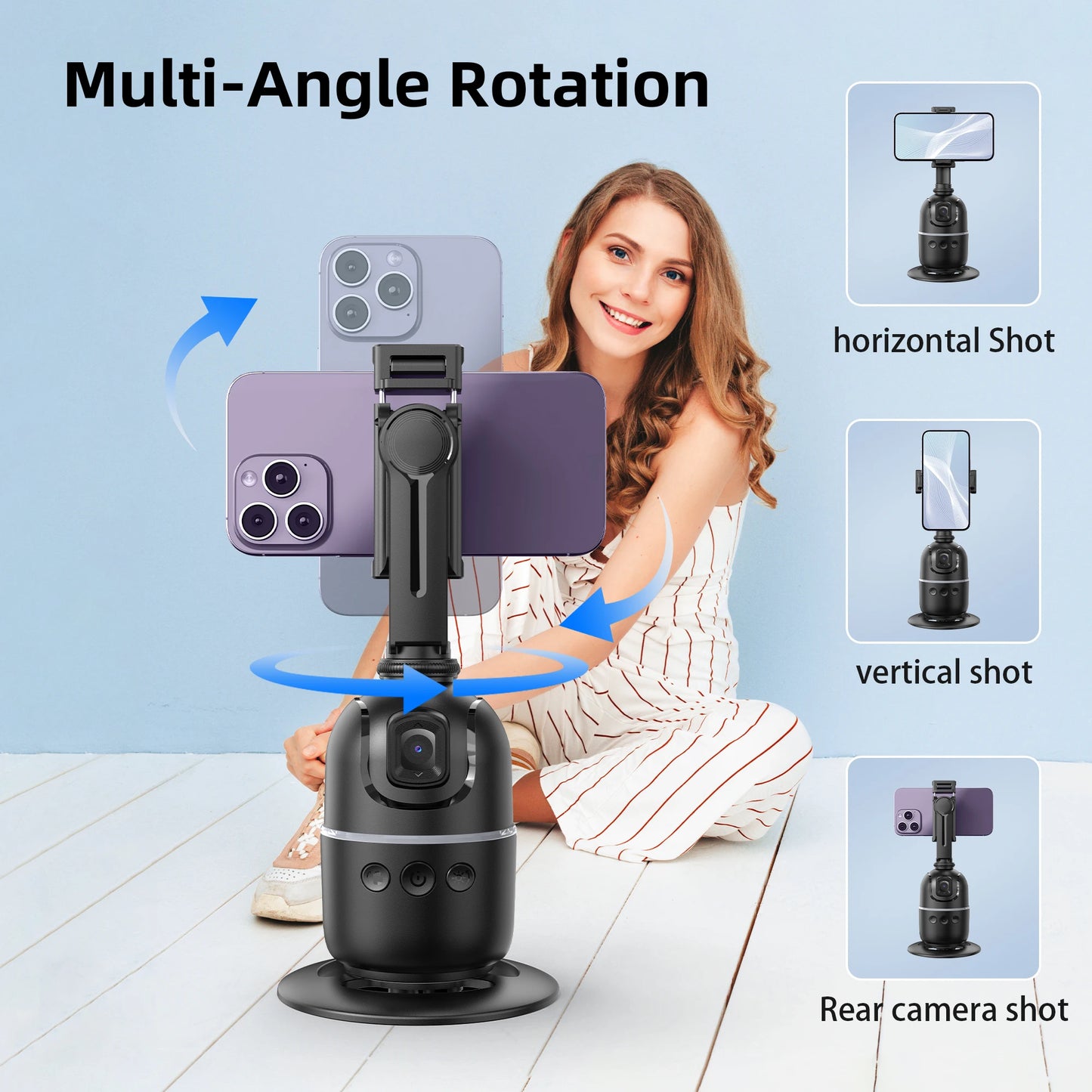 P03 Stabilizer 360°Auto Smart Face Tracking AI Gimbal Desktop Cell Phone Holder Tripod For Camera Smartphone Video Vlog Live